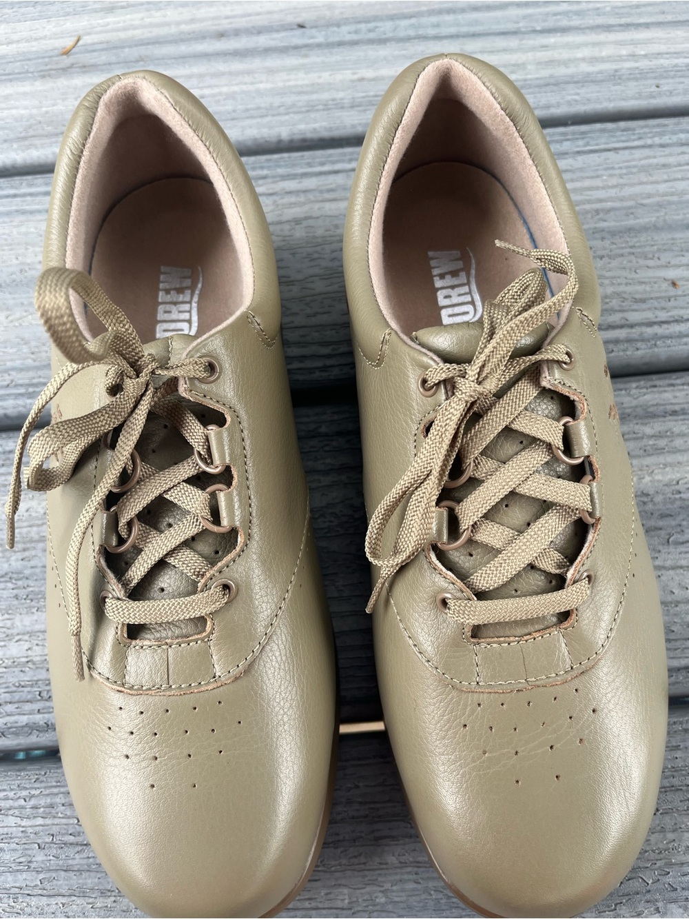Drew Comfort Beige Leather Lace-Up Casual Sneakers Shoes 9W